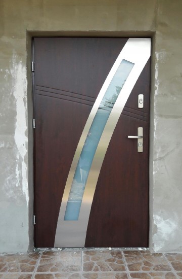 Drzwi KMT 11s15, kolor mahoń, szyba mleczna 01